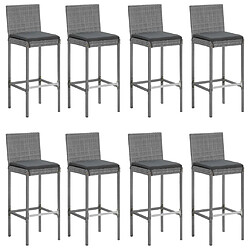 Acheter Maison Chic Ensemble de bar de jardin 9 pcs et coussins,Table + chaises + coussins d'extérieur gris poly rotin -GKD379747