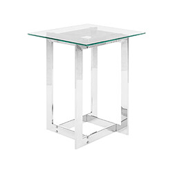 Beliani Table appoint argentée avec plateau en verre CRYSTAL