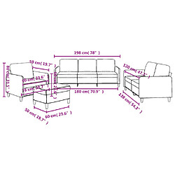 vidaXL Ensemble de canapés 4 pcs avec coussins Gris foncé Tissu pas cher