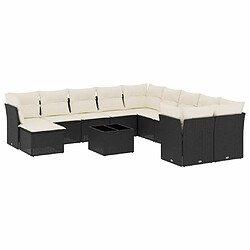 Maison Chic Salon de jardin 12 pcs avec coussins | Ensemble de Table et chaises | Mobilier d'Extérieur noir résine tressée -GKD18611