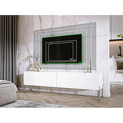 3XELIVING Meuble TV en couleur Blanc mat avec pieds droits en chrome, D: l : 170 cm, H : 52 cm, P : 32 cm pas cher