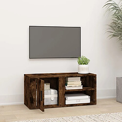 Avis Maison Chic Meuble TV scandinave - Banc TV pour salon Chêne fumé 80x31,5x36 cm Bois d'ingénierie -MN26142