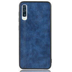 Wewoo Coque Pour Galaxy A70 antichoc couture peau de vache motif PC + PU + TPU cas bleu