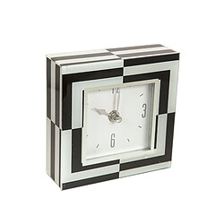 Horloge de table Romimex Blanc Noir verre 14 x 14 x 4 cm