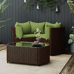 Maison Chic Salon de jardin 4 pcs + coussins - Mobilier/Meubles de jardin - Table et chaises d'extérieur Marron Résine tressée -MN21314