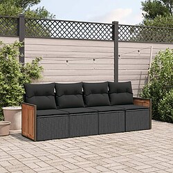 Maison Chic Salon de jardin 4 pcs avec coussins | Ensemble de Table et chaises | Mobilier d'Extérieur noir résine tressée -GKD49724