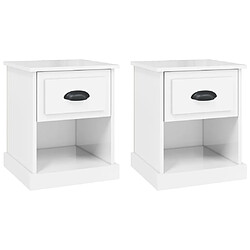 Maison Chic Lot de 2 Tables de chevet,Table de nuit,Table d'appoint pour salon blanc brillant 39x39x47,5 cm -MN72526