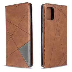 Wewoo Housse Coque Pour Galaxy A71 Rhombus Texture en cuir magnétique à rabat horizontal avec support et fentes cartes marron