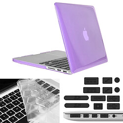 Wewoo Housse Étui Violet pour Macbook Pro Retina 13,3 pouces Chapeau-Prince 3 en 1 Crystal Hard Shell de protection en plastique avec clavier de et prise de poussière de port