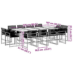 vidaXL Ensemble à manger de jardin 13 pcs noir résine tressée pas cher