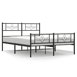 Maison Chic Lit adulte - Lit simple Cadre de lit métal avec tête de lit/pied de lit,Structure du lit Contemporain pour chambre noir 150x200 cm -MN36666