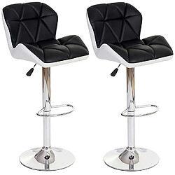 Decoshop26 Lot de 2 tabourets de bar avec repose-pieds synthétique anthracite et blanc TAB04020