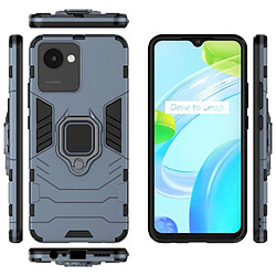 Htdmobiles Coque pour Realme C30 / Narzo 50i Prime - housse etui rigide anti choc + verre trempe - BLEU FONCE