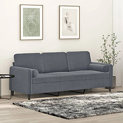 Maison Chic Canapé 3 places avec oreillers,Sofa de Salon,Canapé droit gris foncé 180 cm velours -GKD475355