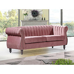 Vente-Unique Canapé chesterfield 3 places en velours vieux rose TRUMBO pas cher