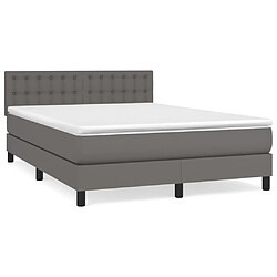 vidaXL Sommier à lattes de lit avec matelas Gris 140x190 cm Similicuir