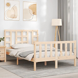 Avis Maison Chic Cadre/structure de lit avec tête de lit pour adulte - Lit Moderne Chambre 120x200 cm bois massif -MN73139