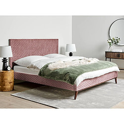 Beliani Lit double en velours rose 180 x 200 cm BAYONNE