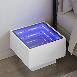 vidaXL Table de chevet avec LED infini blanc 40x40x30 cm