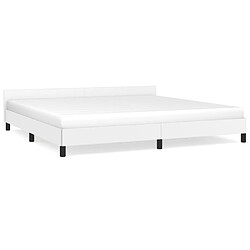 Maison Chic Lit adulte - Cadre Structure de lit avec tête de lit Contemporain Blanc 200x200 cm Similicuir -MN23755