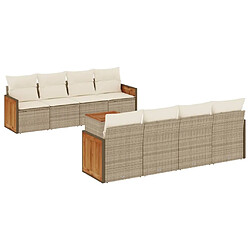 Maison Chic Salon de jardin avec coussins 9 pcs | Ensemble de Table et chaises | Mobilier d'Extérieur beige résine tressée -GKD59137