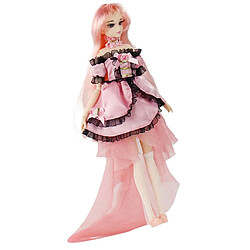 30cm flexible 14 articulations tournant anime poupée fille de dessin animé vêtue d'une robe rose