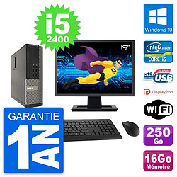 PC Dell 990 SFF Ecran 19" Intel i5-2400 RAM 16Go Disque 250Go Windows 10 Wifi - Occasion