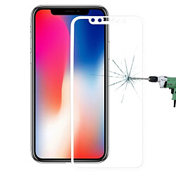 Wewoo Verre trempé blanc pour iPhone X 0.26mm 9 H Surface Dureté 3D Anti-déflagrant Plein Écran En Fibre De Carbone Bords Doux Film En