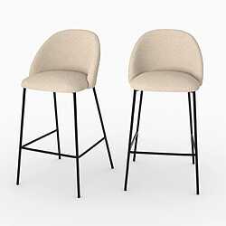 Avis Rendez Vous Deco Chaise pour îlot central 66 cm Karl en tissu bouclé crème (lot de 2)