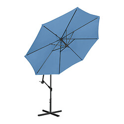 Helloshop26 Parasol déporté rond diamètre 300 cm inclinable bleu 14_0007597