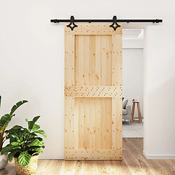 vidaXL Porte coulissante et kit de quincaillerie 90x210 cm pin massif