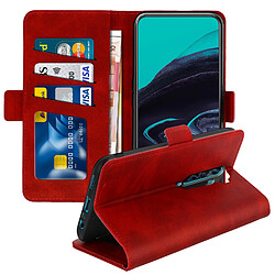 Avizar Étui Oppo Reno 2 Housse Folio Porte-carte Fonction Support rouge