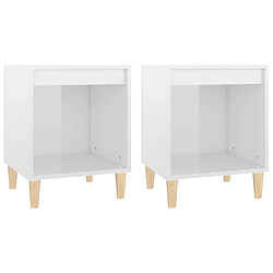 Maison Chic Lot de 2 Tables de chevet,Table de nuit,Table d'appoint pour salon Blanc brillant 40x35x50 cm -MN25203