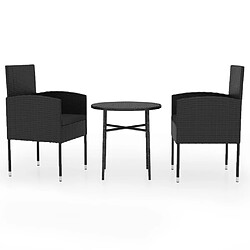 Maison Chic Mobilier à dîner 3 pcs de jardin - Ensemble table et chaises d'extérieur - Salon/Mobilier de jardin classique Résine tressée Noir -MN43035