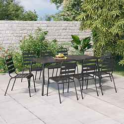 Maison Chic Ensemble de salle à manger de jardin 9 pcs,Table et chaises d'extérieur pour relax anthracite acier -GKD624697