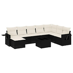 Maison Chic Ensemble Tables et chaises d'extérieur 9 pcs avec coussins,Salon de jardin noir résine tressée -GKD974577