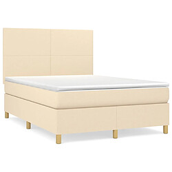 vidaXL Sommier à lattes de lit avec matelas Crème 140x190 cm Tissu