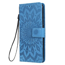 Wewoo Housse Coque Impression pressée motif tournesol étui en cuir PU rabattable horizontal pour Huawei Nova 5i / P20 Lite 2019avec support et fentes cartes et portefeuille et lanière bleu