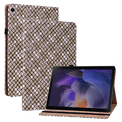 Etui en PU texture tissée multicolore antichoc avec support et porte-cartes marron pour votre Samsung Galaxy Tab A8 10.5 (2021)