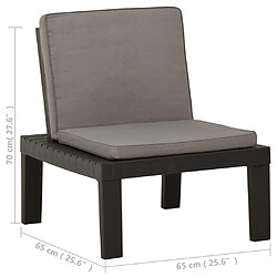 vidaXL Chaise de salon de jardin avec coussin Plastique Gris pas cher