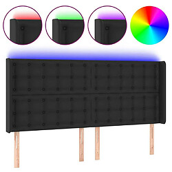 Maison Chic Tête de lit scandinave à LED,meuble de chambre Noir 163x16x118/128 cm Similicuir -MN78702