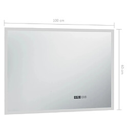 vidaXL Miroir à LED et capteur tactile et affichage d'heure 100x60 cm pas cher