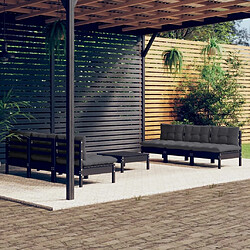 Maison Chic Salon de jardin 7 pcs + coussins - Mobilier/Meubles de jardin - Table et chaises d'extérieur anthracite Bois de pin -MN56013