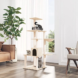 vidaXL Arbre à chat avec griffoirs en sisal Crème 142 cm