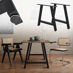 Ecd Germany Set 2 pieds de table pour bureau 70x72cm forme A en acier noir design industriel