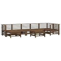 Avis Maison Chic Salon de jardin 8 pcs + coussins - Mobilier/Meubles de jardin - Table et chaises d'extérieur marron miel bois massif -MN56761