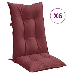 vidaXL Coussins de chaise dossier haut lot de 6 rouge bordeaux mélangé