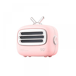 General Mini haut-parleur vintage TV, haut-parleur rétro Bluetooth portable, 3D Surround Mini rétro rechargeable audio portable basse lourde voyage USB HiFi stéréo mignon haut-parleur (rose)