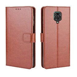 Etui en PU surface de cheval fou marron pour votre Xiaomi Redmi Note 9 Pro/Pro Max/Note 9S