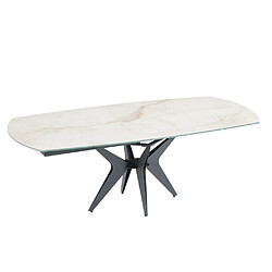 Avis Inside 75 Table de repas extensible BLADE Marble 137/205 x 90 cm plateau céramique sur verre, piétement acier noir mat époxy